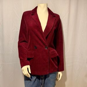 Jason Maxwell Burgundy Corduroy Blazer Double Breasted 100% Cotton Small